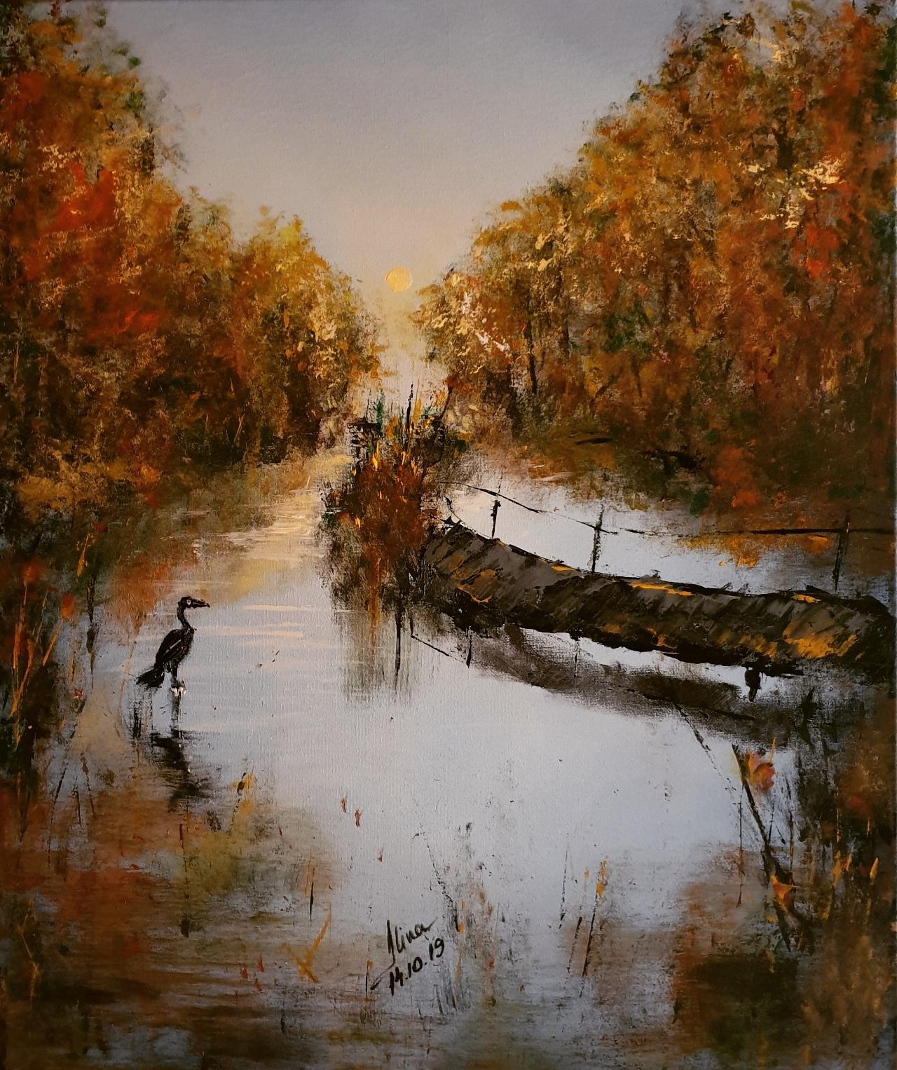 ArteDiAlina.com painting: solitary cormorant